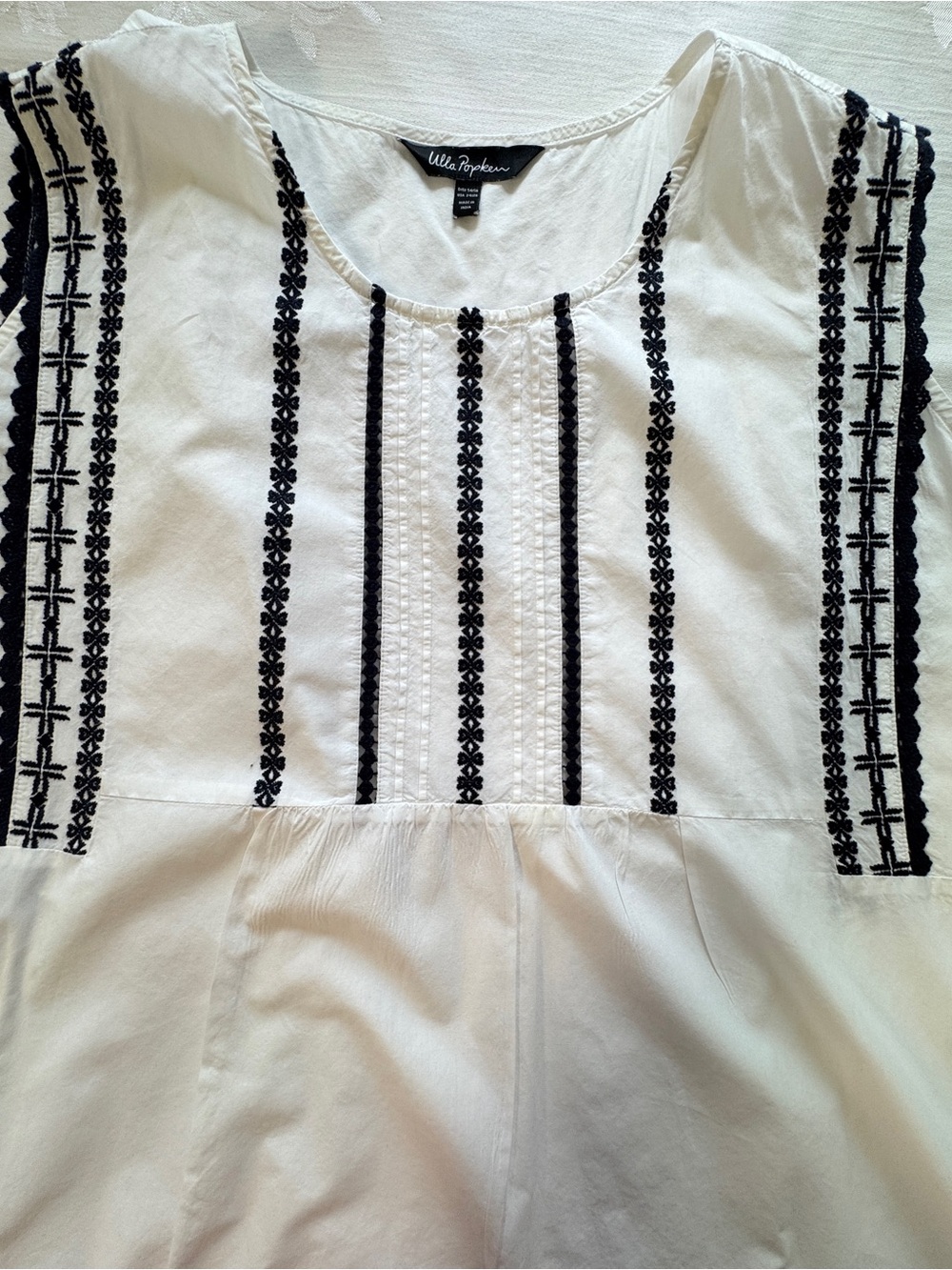 Ulla Popken White Sleeveless Top 24/26 Cotton Tank Crochet Trim Boho 3X